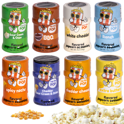 Popcorn Seasoning Mini Jars Variety Pack, 0.9 Ounce (Pack of 8) by Top the Pop