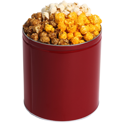 Red Popcorn Tin, 1 Gallon, 3 Flavors