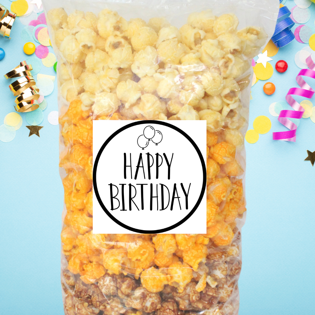 Happy Birthday "Balloons" Large Bag Celebration Popcorn - www.unclemyronspopcorn.com