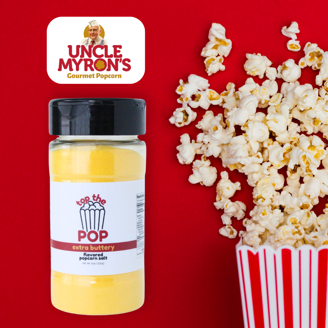 Uncle Myron's Top the Pop Butter Popcorn Salt, Two 8 oz Bottles - www.unclemyronspopcorn.com