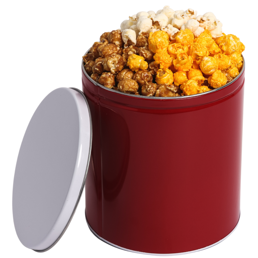 Holiday Popcorn Tin - 3 Pack Bundle, 1 Gallon Each, 3 Flavors