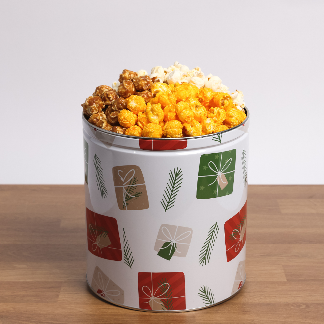 Presents Popcorn Tin - 1 Gallon - 3 Flavors