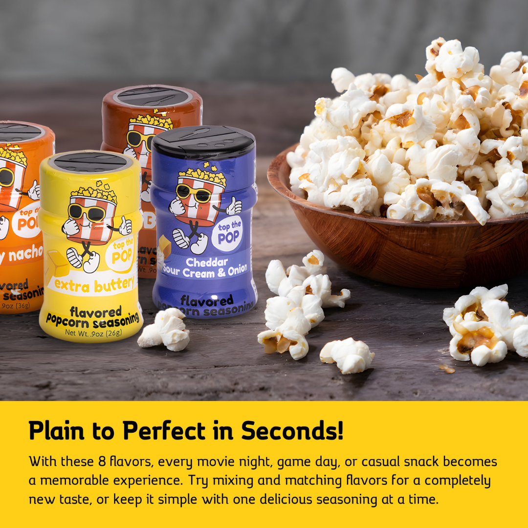 Popcorn Seasoning Mini Jars Variety Pack, 0.9 Ounce (Pack of 8) by Top the Pop